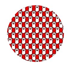 Red And White Cat Paws Mini Round Pill Box by ConteMonfrey