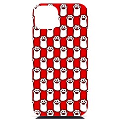 Red And White Cat Paws Iphone 14 Plus Black Uv Print Case by ConteMonfrey