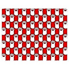 Red And White Cat Paws Premium Plush Fleece Blanket (medium) by ConteMonfrey