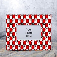 Red And White Cat Paws White Tabletop Photo Frame 4 x6  by ConteMonfrey