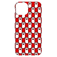 Red And White Cat Paws Iphone 14 Black Uv Print Case by ConteMonfrey