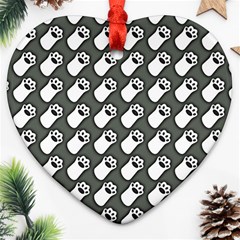 Grey And White Little Paws Ornament (heart) by ConteMonfrey