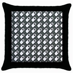 Grey And White Little Paws Throw Pillow Case (black) by ConteMonfrey