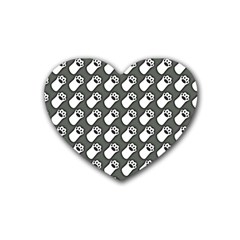 Grey And White Little Paws Rubber Heart Coaster (4 Pack) by ConteMonfrey