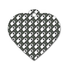 Grey And White Little Paws Dog Tag Heart (one Side) by ConteMonfrey