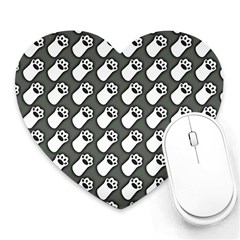 Grey And White Little Paws Heart Mousepad by ConteMonfrey