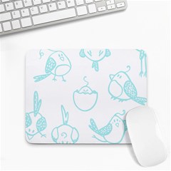 Birds Seamless Pattern Blue Small Mousepad by ConteMonfrey