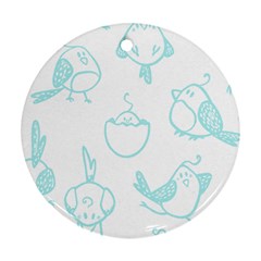 Birds Seamless Pattern Blue Ornament (round) by ConteMonfrey