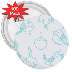 Birds Seamless Pattern Blue 3  Buttons (100 Pack)  by ConteMonfrey