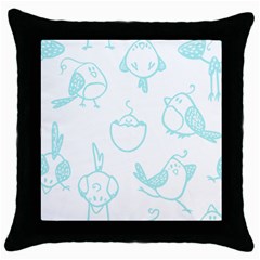 Birds Seamless Pattern Blue Throw Pillow Case (black) by ConteMonfrey