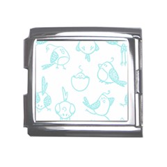 Birds Seamless Pattern Blue Mega Link Italian Charm (18mm) by ConteMonfrey