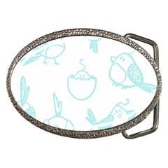 Birds Seamless Pattern Blue Belt Buckles by ConteMonfrey