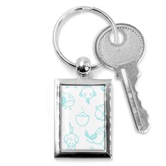 Birds Seamless Pattern Blue Key Chain (rectangle) by ConteMonfrey