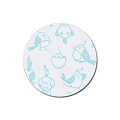 Birds Seamless Pattern Blue Rubber Round Coaster (4 Pack) by ConteMonfrey