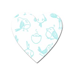 Birds Seamless Pattern Blue Heart Magnet by ConteMonfrey