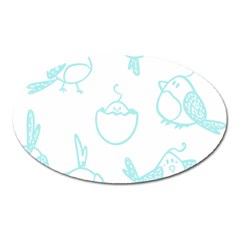 Birds Seamless Pattern Blue Oval Magnet by ConteMonfrey