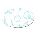 Birds Seamless Pattern Blue Oval Magnet Front