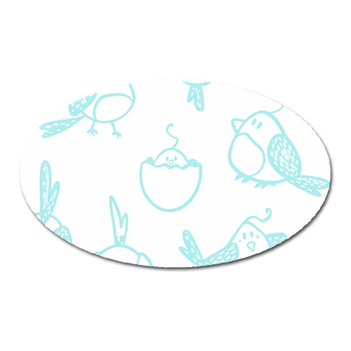 Birds Seamless Pattern Blue Oval Magnet