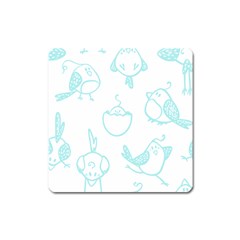 Birds Seamless Pattern Blue Square Magnet by ConteMonfrey