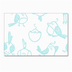 Birds Seamless Pattern Blue Postcards 5  X 7  (pkg Of 10) by ConteMonfrey