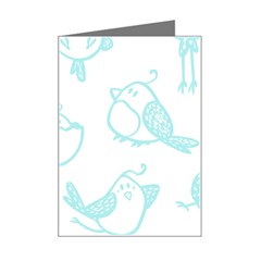 Birds Seamless Pattern Blue Mini Greeting Card by ConteMonfrey