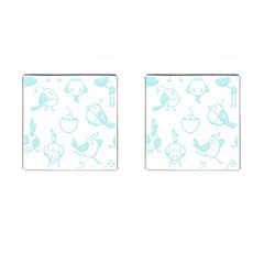 Birds Seamless Pattern Blue Cufflinks (square) by ConteMonfrey