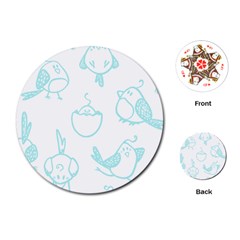 Birds Seamless Pattern Blue Playing Cards Single Design (round)