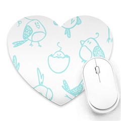 Birds Seamless Pattern Blue Heart Mousepad by ConteMonfrey