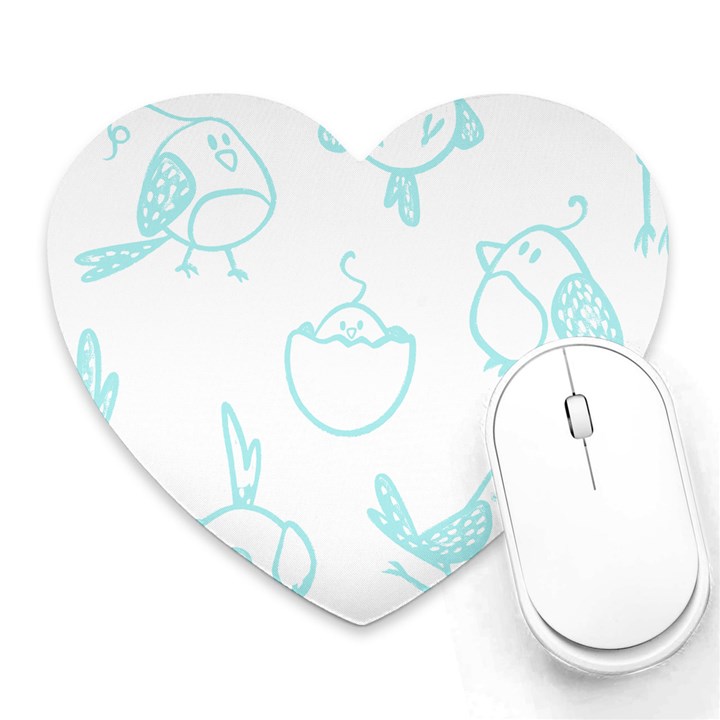 Birds Seamless Pattern Blue Heart Mousepad