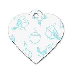 Birds Seamless Pattern Blue Dog Tag Heart (one Side) by ConteMonfrey