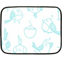 Birds Seamless Pattern Blue Two Sides Fleece Blanket (mini) by ConteMonfrey