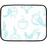 Birds Seamless Pattern Blue Two Sides Fleece Blanket (Mini) 35 x27  Blanket Front