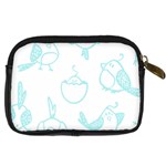 Birds Seamless Pattern Blue Digital Camera Leather Case Back