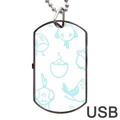 Birds Seamless Pattern Blue Dog Tag Usb Flash (two Sides) by ConteMonfrey