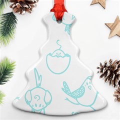 Birds Seamless Pattern Blue Christmas Tree Ornament (two Sides) by ConteMonfrey