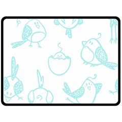 Birds Seamless Pattern Blue Two Sides Fleece Blanket (large) by ConteMonfrey