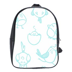 Birds Seamless Pattern Blue School Bag (xl) by ConteMonfrey