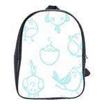 Birds Seamless Pattern Blue School Bag (XL) Front