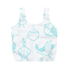 Birds Seamless Pattern Blue Full Print Recycle Bag (m) by ConteMonfrey