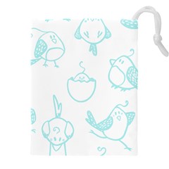 Birds Seamless Pattern Blue Drawstring Pouch (5xl) by ConteMonfrey