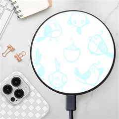 Birds Seamless Pattern Blue Wireless Fast Charger(black)