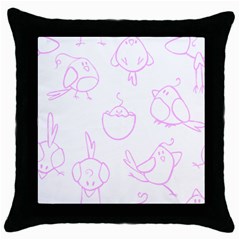 Birds Seamless Pattern Purple Throw Pillow Case (black) by ConteMonfrey