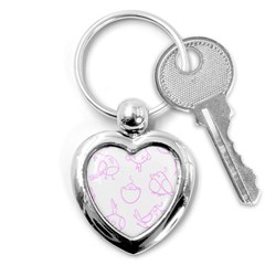 Birds Seamless Pattern Purple Key Chain (heart) by ConteMonfrey