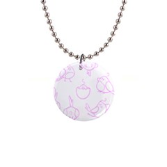 Birds Seamless Pattern Purple 1  Button Necklace by ConteMonfrey