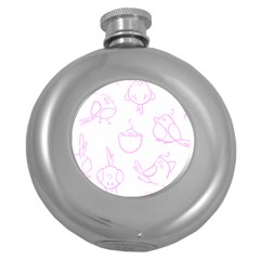 Birds Seamless Pattern Purple Round Hip Flask (5 Oz) by ConteMonfrey