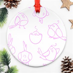 Birds Seamless Pattern Purple Round Ornament (two Sides) by ConteMonfrey