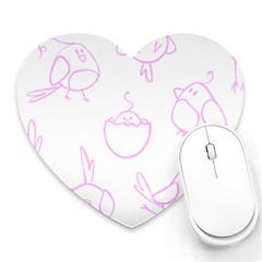 Birds Seamless Pattern Purple Heart Mousepad by ConteMonfrey