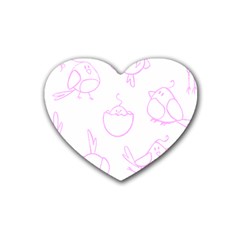 Birds Seamless Pattern Purple Rubber Coaster (heart) by ConteMonfrey