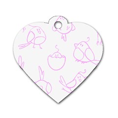 Birds Seamless Pattern Purple Dog Tag Heart (one Side) by ConteMonfrey