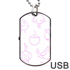 Birds Seamless Pattern Purple Dog Tag Usb Flash (two Sides) by ConteMonfrey